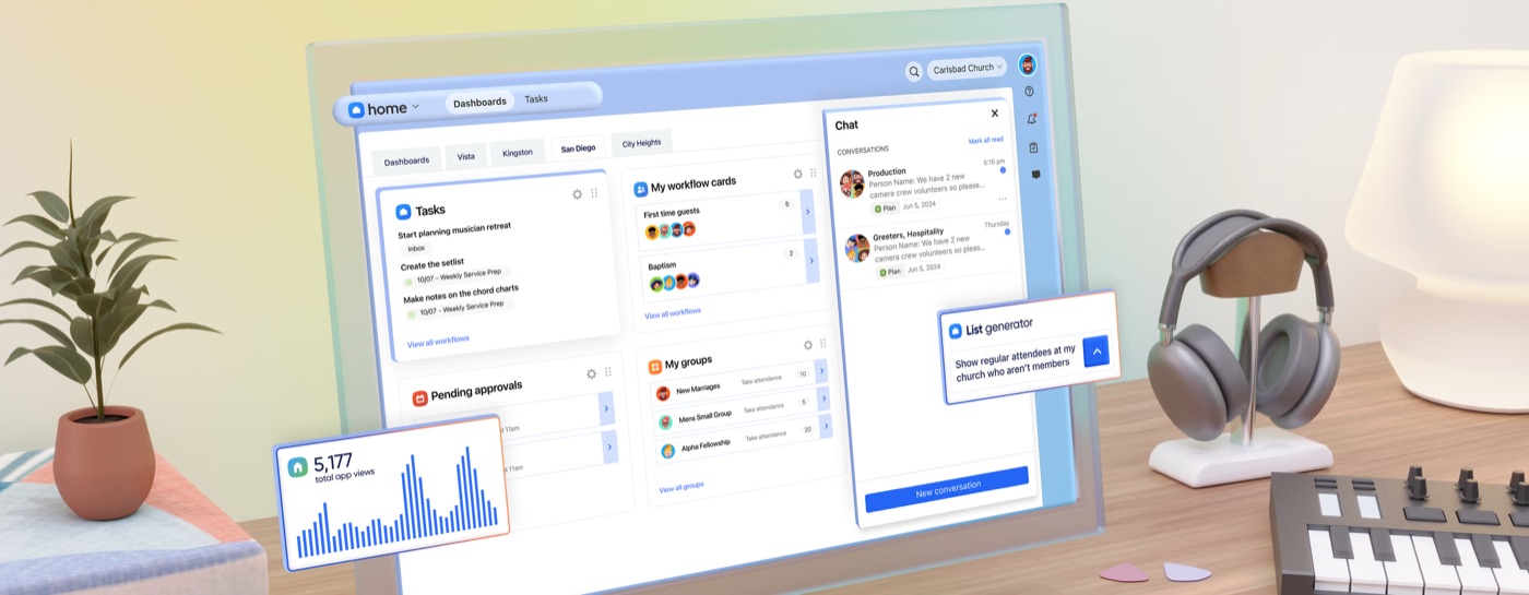 The Planning Center dashboard
